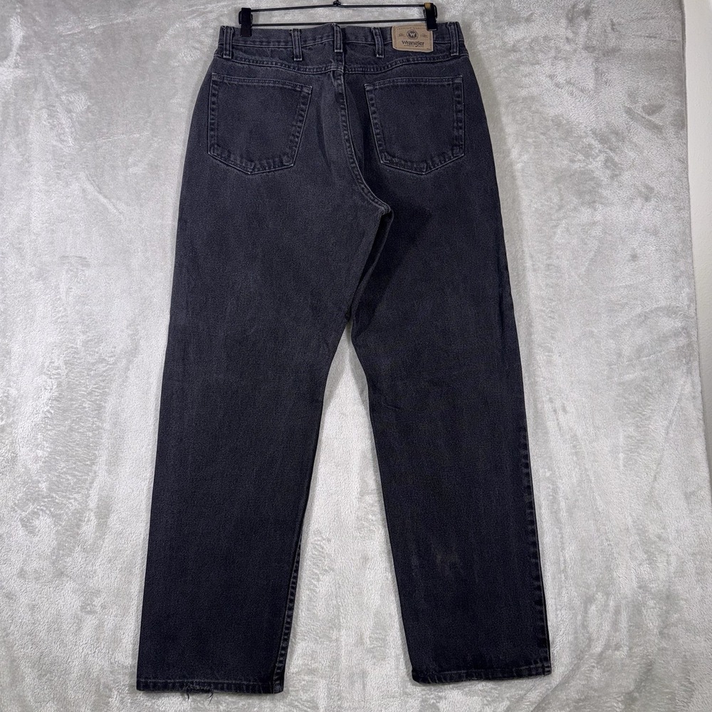 Wrangler Jeans Five Star Mens 35x33 Relaxed Fit Straight Black Denim 100%Cotton - Picture 7 of 8